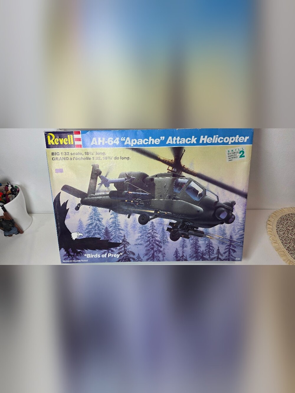 Vintage 1987 Revell AH-64 AH64 Apache Attack Helicopter Model Kit 1/32 Scale 457